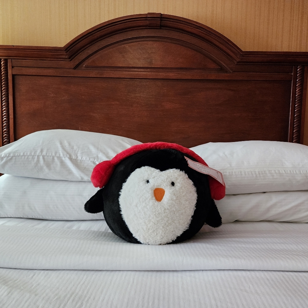 Cupcakes & Cashmere Penguin Christmas Pillow Holiday New Home Decor Plush